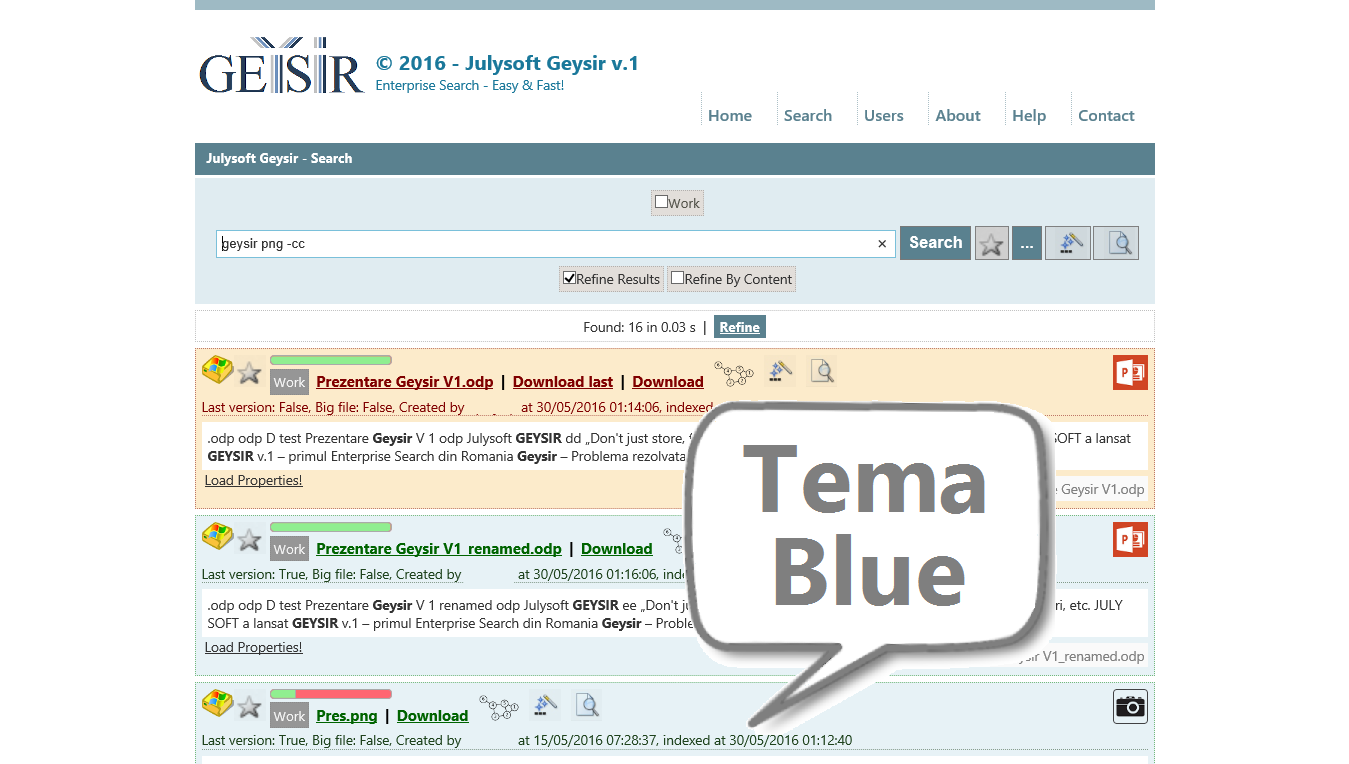 Julysoft Geysir Search - Tema 'Blue'