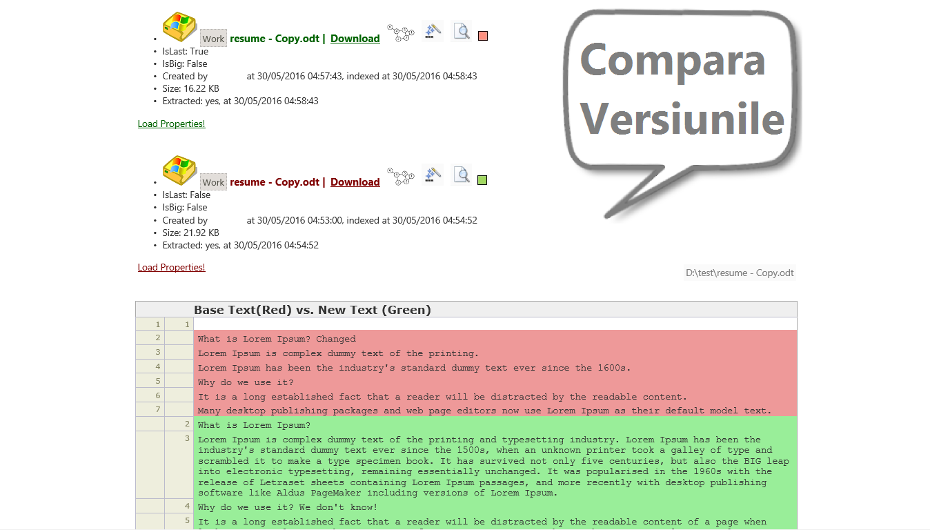 Julysoft Geysir Search - Versiuni - Comparare Text